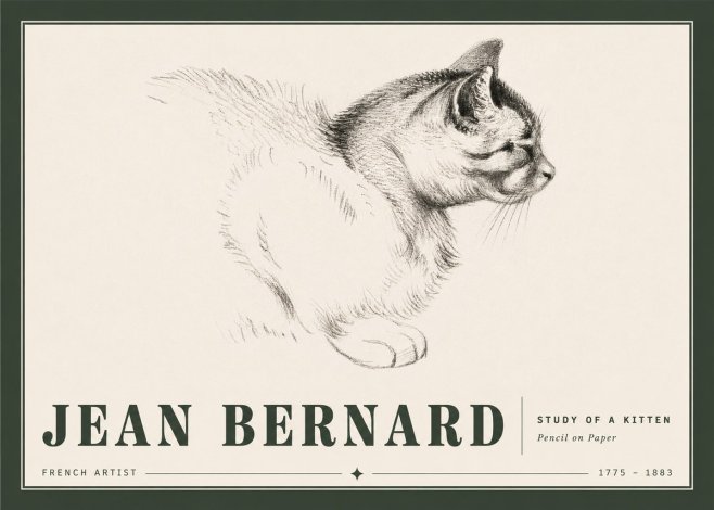 Jean Bernard Study of a Kitten II No5 - Juliste