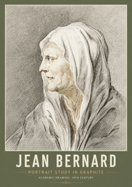 Jean Bernard Profile Study of a Hooded Figure No6 - Juliste