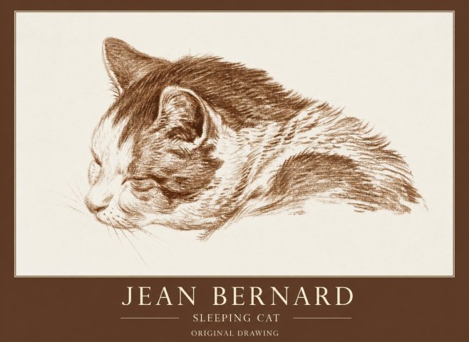 Jean Bernard Sleeping Cat II No1 - Juliste