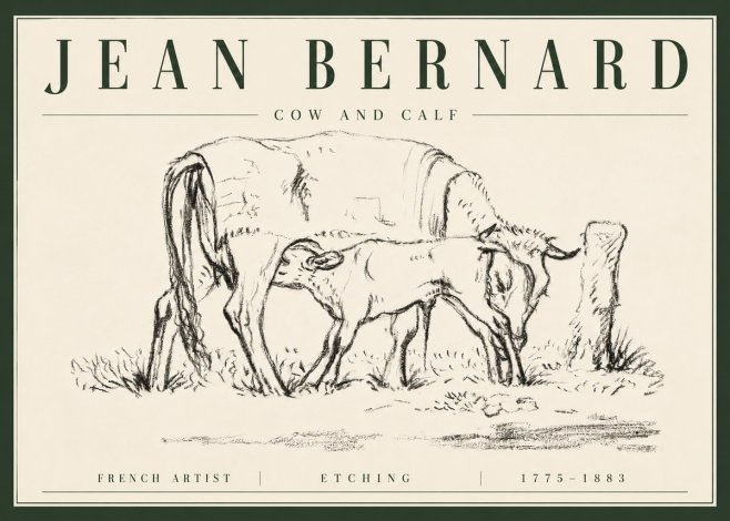 Jean Bernard Cow and Calf I No6 - Juliste