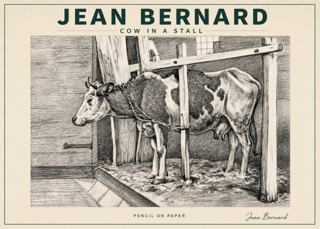 Jean Bernard Cow in a Stall No3 - Juliste