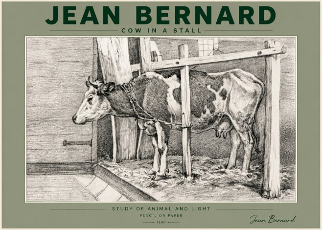 Jean Bernard Cow in a Stall No5 - Juliste