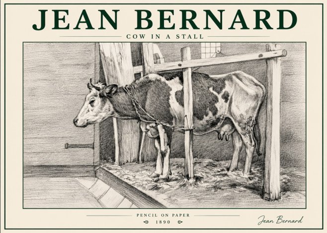Jean Bernard Cow in a Stall No6 - Juliste