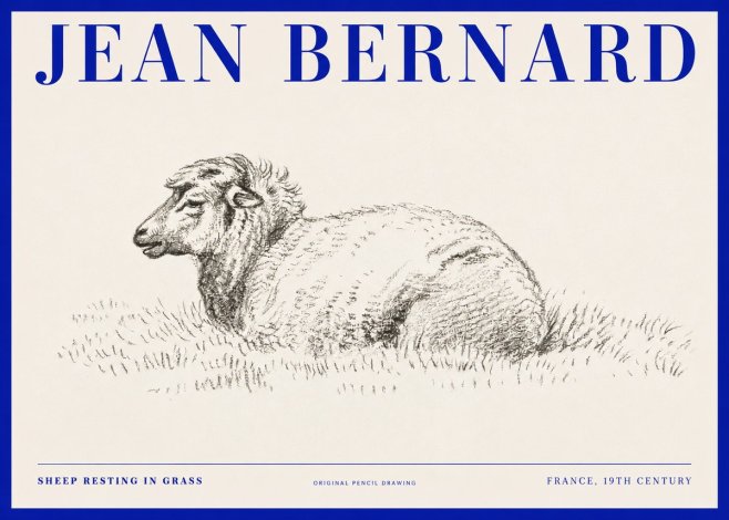 Jean Bernard Sheep Resting in Grass No2 - Juliste