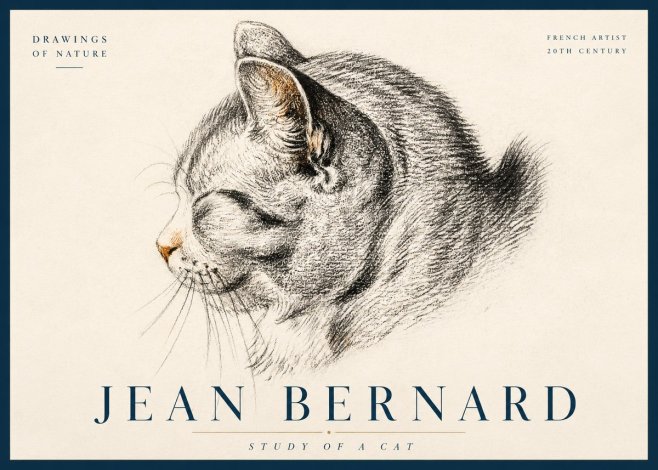 Jean Bernard Study of a Cat I No3 - Juliste