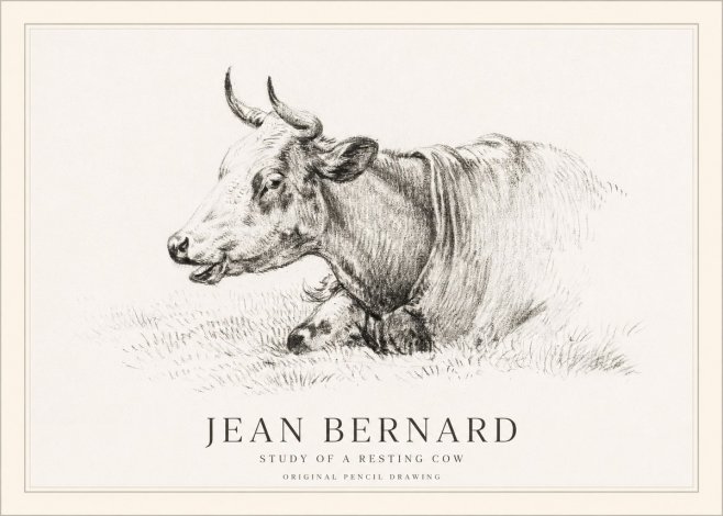 Jean Bernard Study of a Resting Cow IV No1 - Juliste