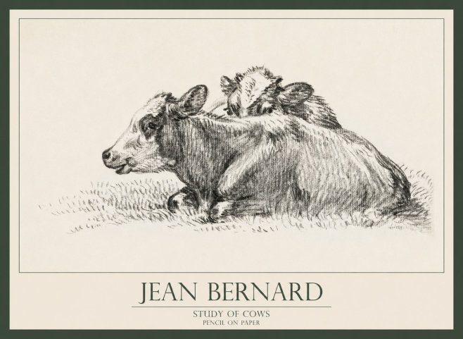 Jean Bernard Study of Cows No1 - Juliste