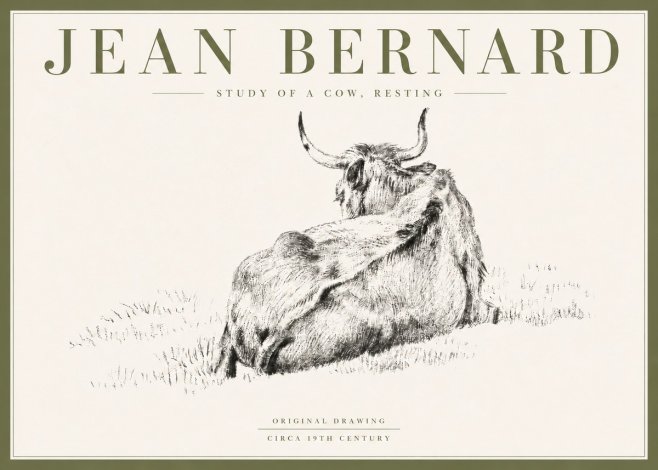 Jean Bernard Resting Bovine - Study in Graphite No6 - Juliste
