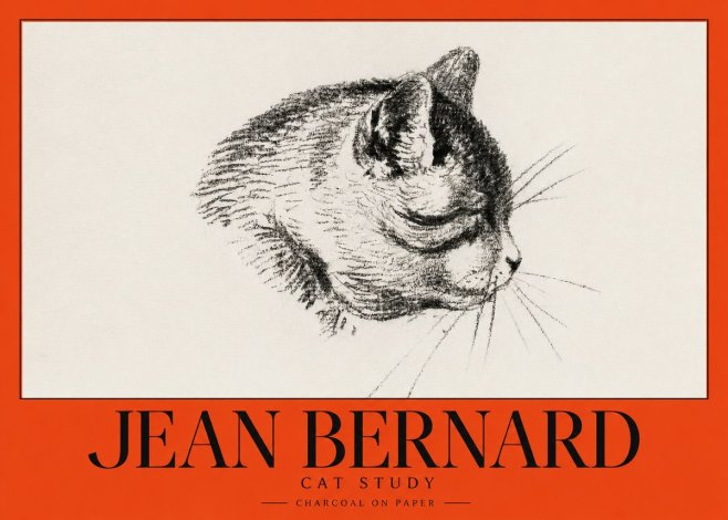 Jean Bernard Cat Study IV No3 - Juliste