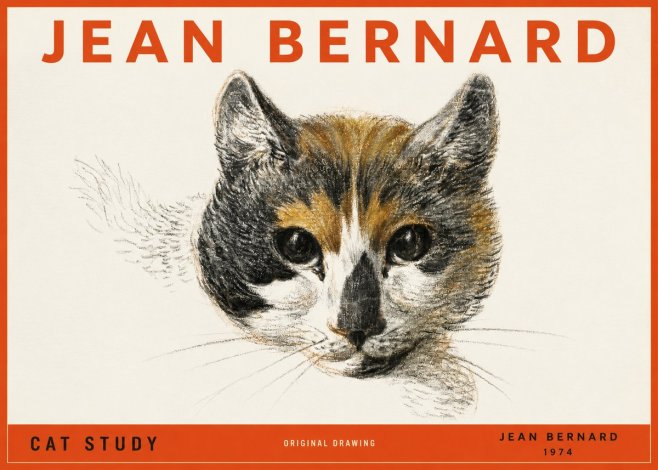 Jean Bernard Study of a Cat II No4 - Juliste