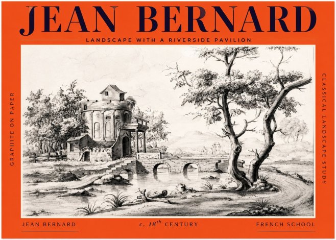 Jean Bernard Riverside Landscape with Bridge and Tower No3 - Juliste