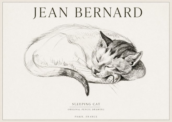 Jean Bernard Sleeping Cat IV No1 - Juliste