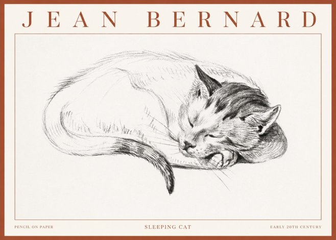 Jean Bernard Sleeping Cat IV No3 - Juliste
