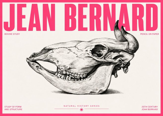 Jean Bernard Bovine Skull Study No5 - Juliste