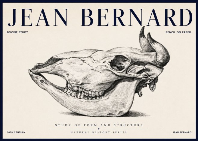 Jean Bernard Bovine Skull Study No6 - Juliste