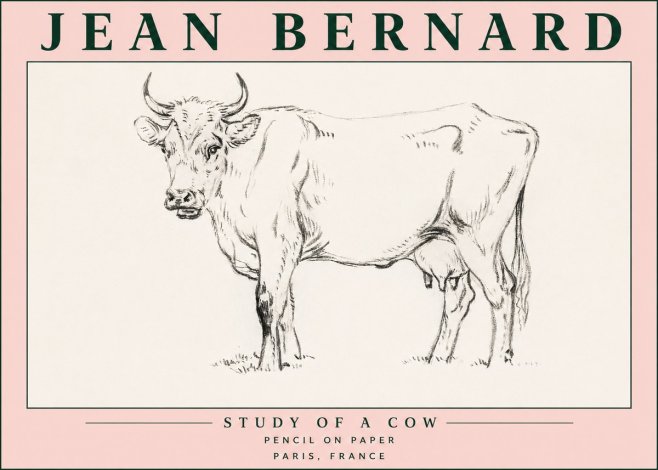 Jean Bernard Study of a Cow VI No5 - Juliste