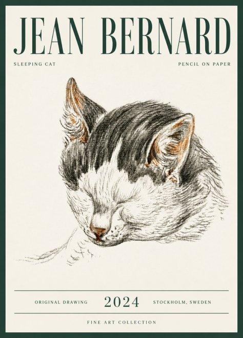 Jean Bernard Sleeping Cat V No6 - Juliste