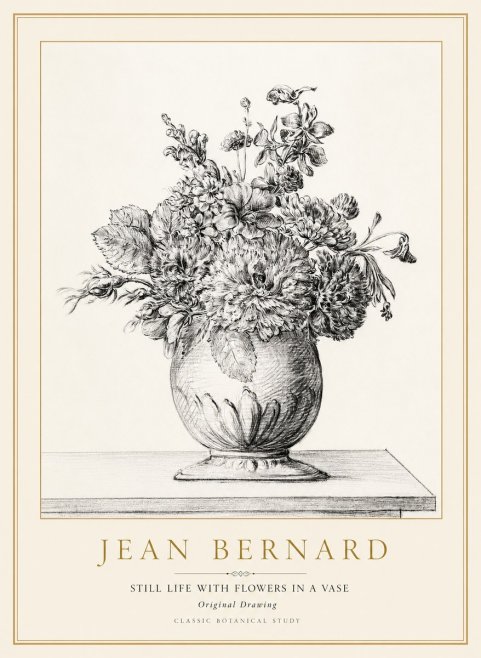 Jean Bernard Floral Composition in a Vase No2 - Juliste