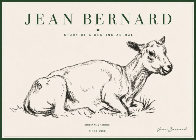 Jean Bernard Study of a Resting Animal No4 - Juliste