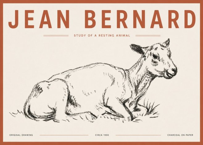 Jean Bernard Study of a Resting Animal No5 - Juliste