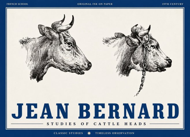 Jean Bernard Studies of Cattle Heads No4 - Juliste