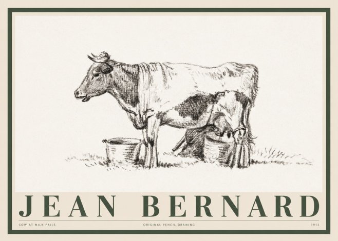 Jean Bernard Cow at Milk Pails No1 - Juliste