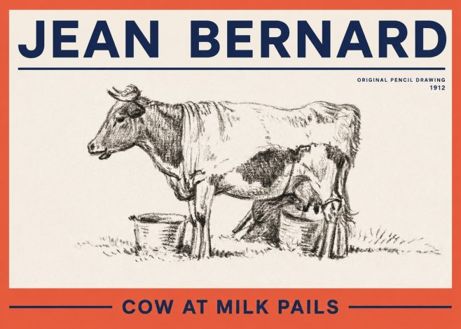 Jean Bernard Cow at Milk Pails No2 - Juliste