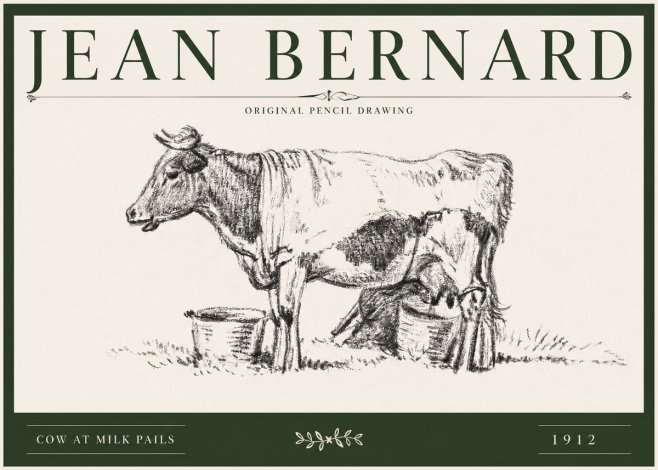 Jean Bernard Cow at Milk Pails No3 - Juliste
