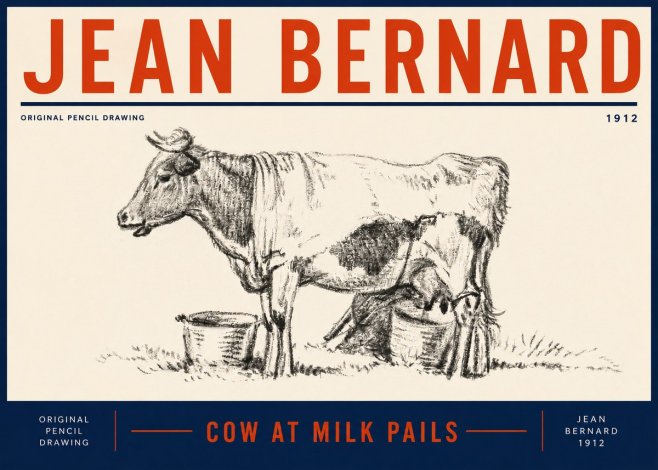 Jean Bernard Cow at Milk Pails No5 - Juliste