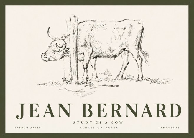 Jean Bernard Study of a Cow VII No6 - Juliste