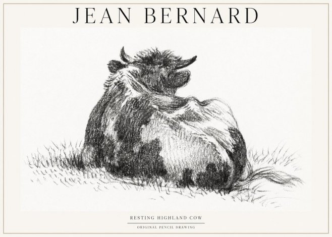 Jean Bernard Resting Highland Cow No1 - Juliste