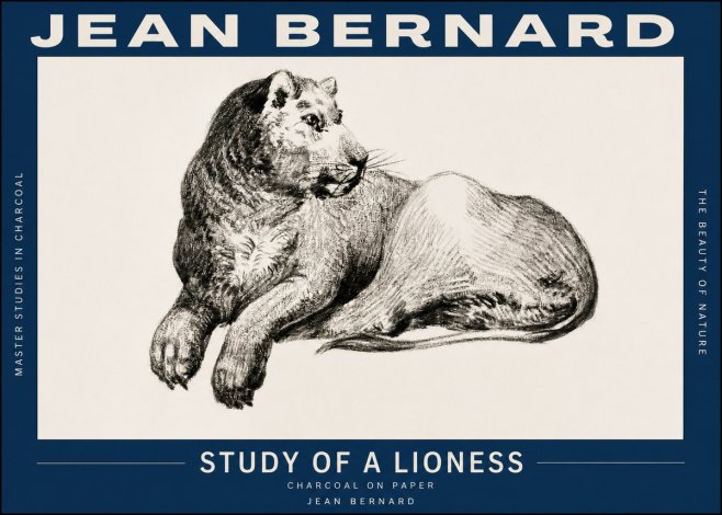 Jean Bernard Lying Lioness No3 - Juliste