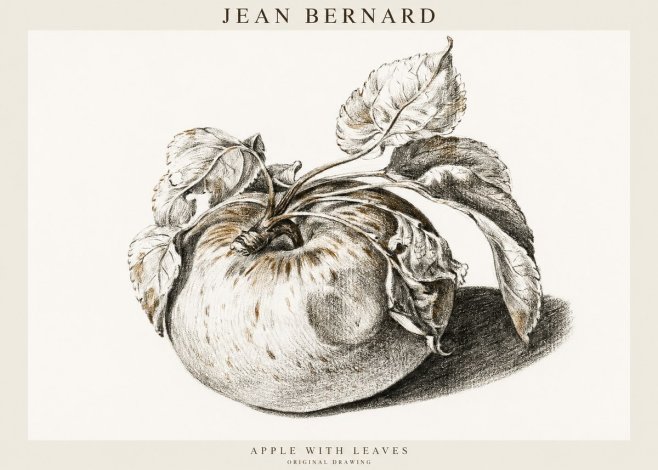 Jean Bernard Apple with Leaves No1 - Juliste