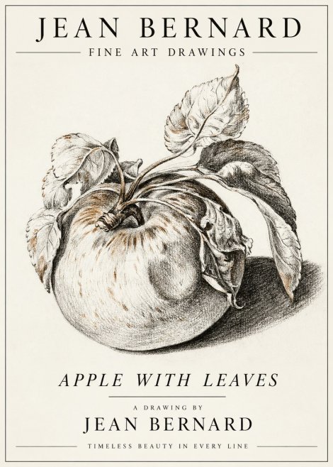 Jean Bernard Apple with Leaves No3 - Juliste