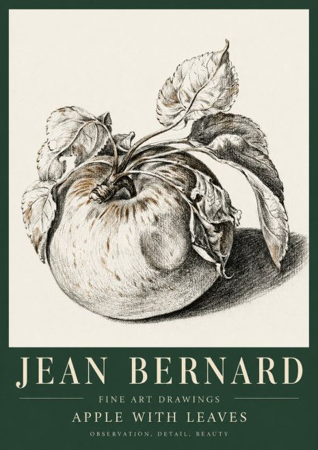 Jean Bernard Apple with Leaves No5 - Juliste