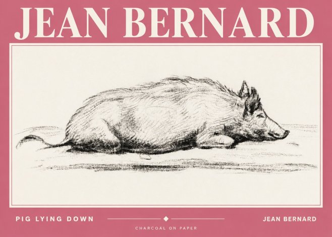 Jean Bernard Resting Pig I No4 - Juliste