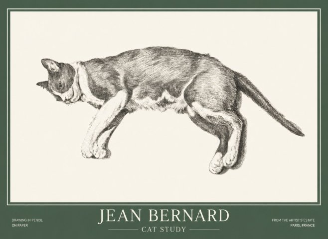 Jean Bernard Cat Study VII No1 - Juliste