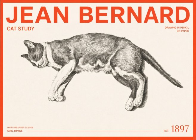 Jean Bernard Cat Study VII No2 - Juliste