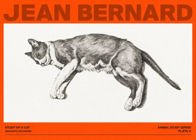 Jean Bernard Cat Study VII No4 - Juliste