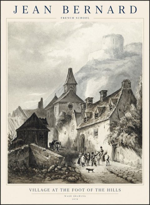Jean Bernard Village at the Foot of the Hill No2 - Juliste