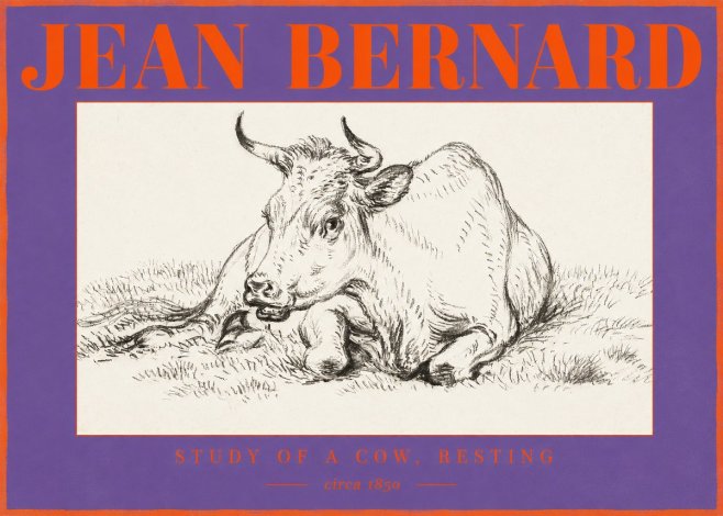 Jean Bernard Study of a Cow, Resting No2 - Juliste