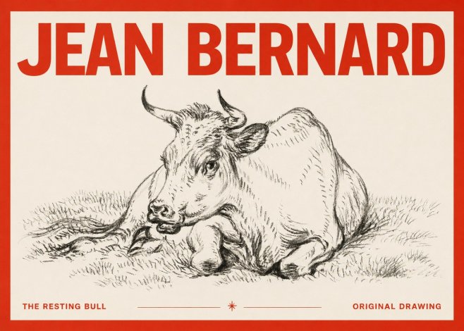 Jean Bernard Study of a Cow, Resting No4 - Juliste