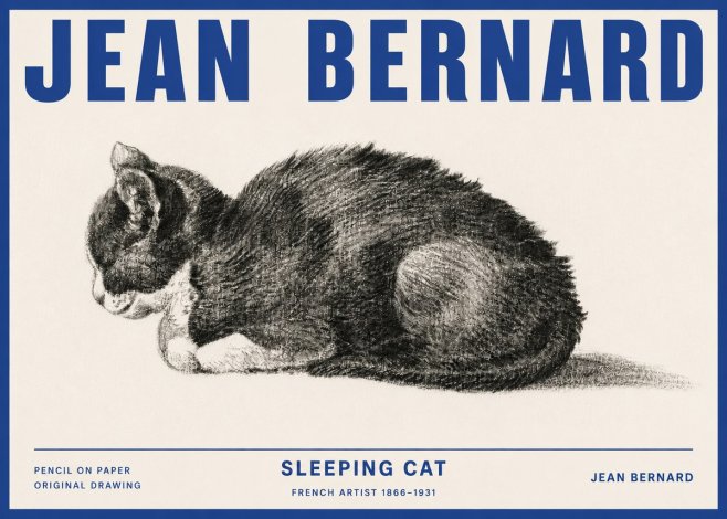Jean Bernard Sleeping Cat VII No4 - Juliste