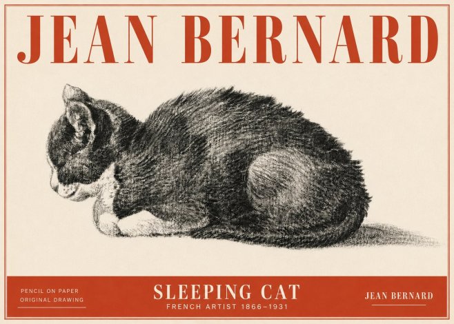 Jean Bernard Sleeping Cat VII No5 - Juliste