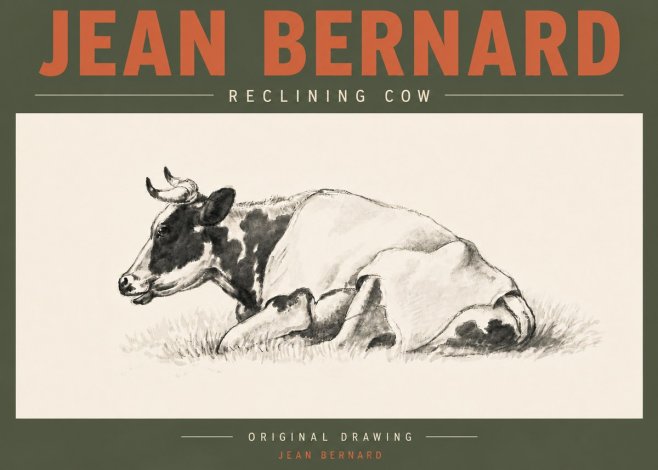 Jean Bernard Reclining Cow II No5 - Juliste