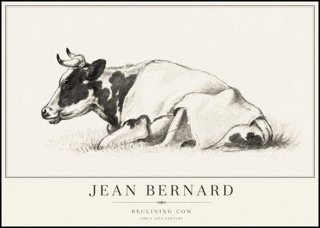 Jean Bernard Reclining Cow II No6 - Juliste
