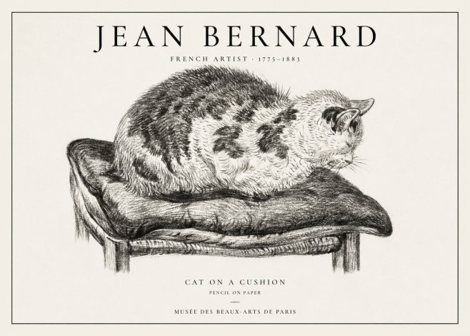 Jean Bernard Cat on a Cushion No1 - Juliste