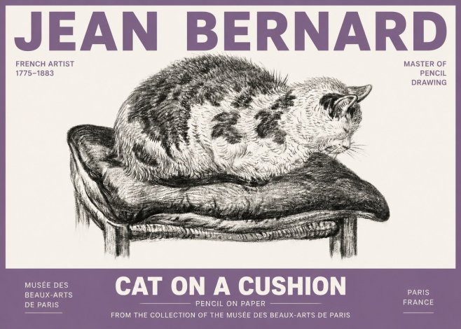 Jean Bernard Cat on a Cushion No4 - Juliste