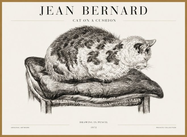 Jean Bernard Cat on a Cushion No5 - Juliste