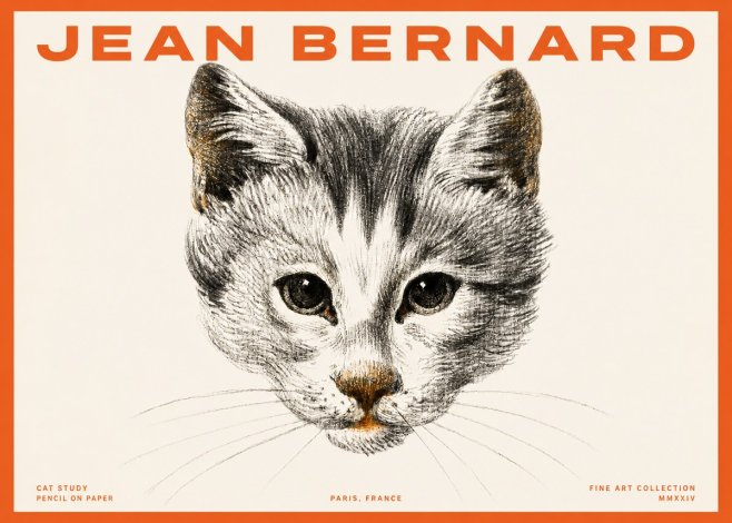 Jean Bernard Cat Study IX No2 - Juliste